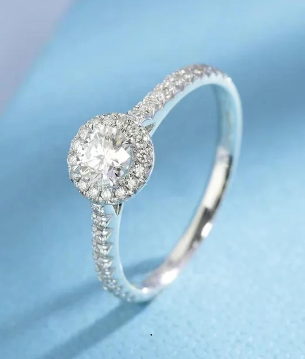 1 Karat runder geformter Moissanit-Ring 925 Sterlingsilber Solitär Ehering. 5