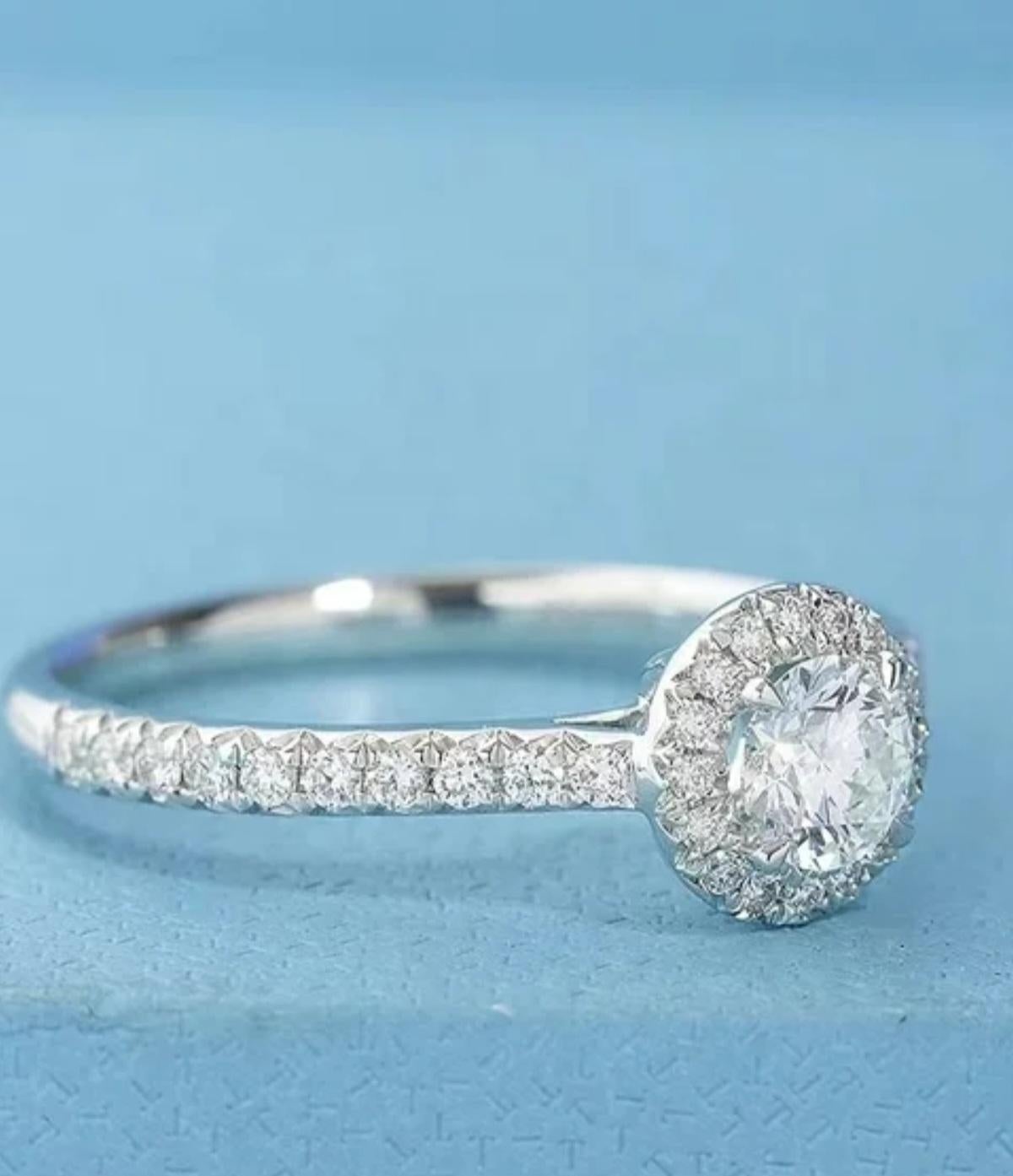 1 Karat runder geformter Moissanit-Ring 925 Sterlingsilber Solitär Ehering. 3