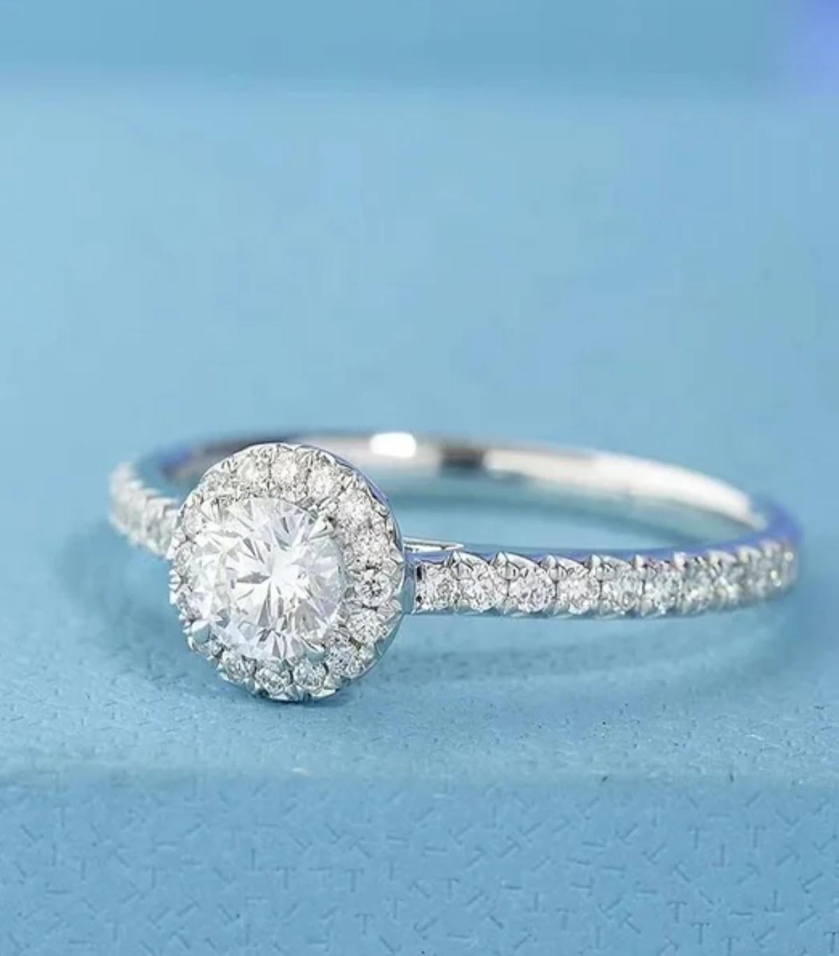 1 Karat runder geformter Moissanit-Ring 925 Sterlingsilber Solitär Ehering. 4