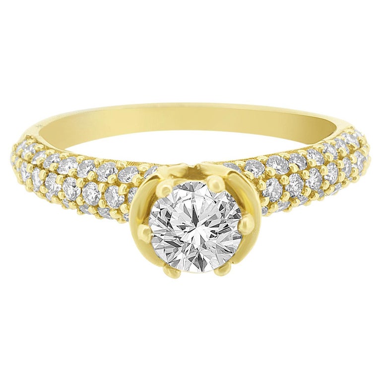 Customizable 1 Carat Round Solitaire Diamond Ring in 18k Solid Gold For ...