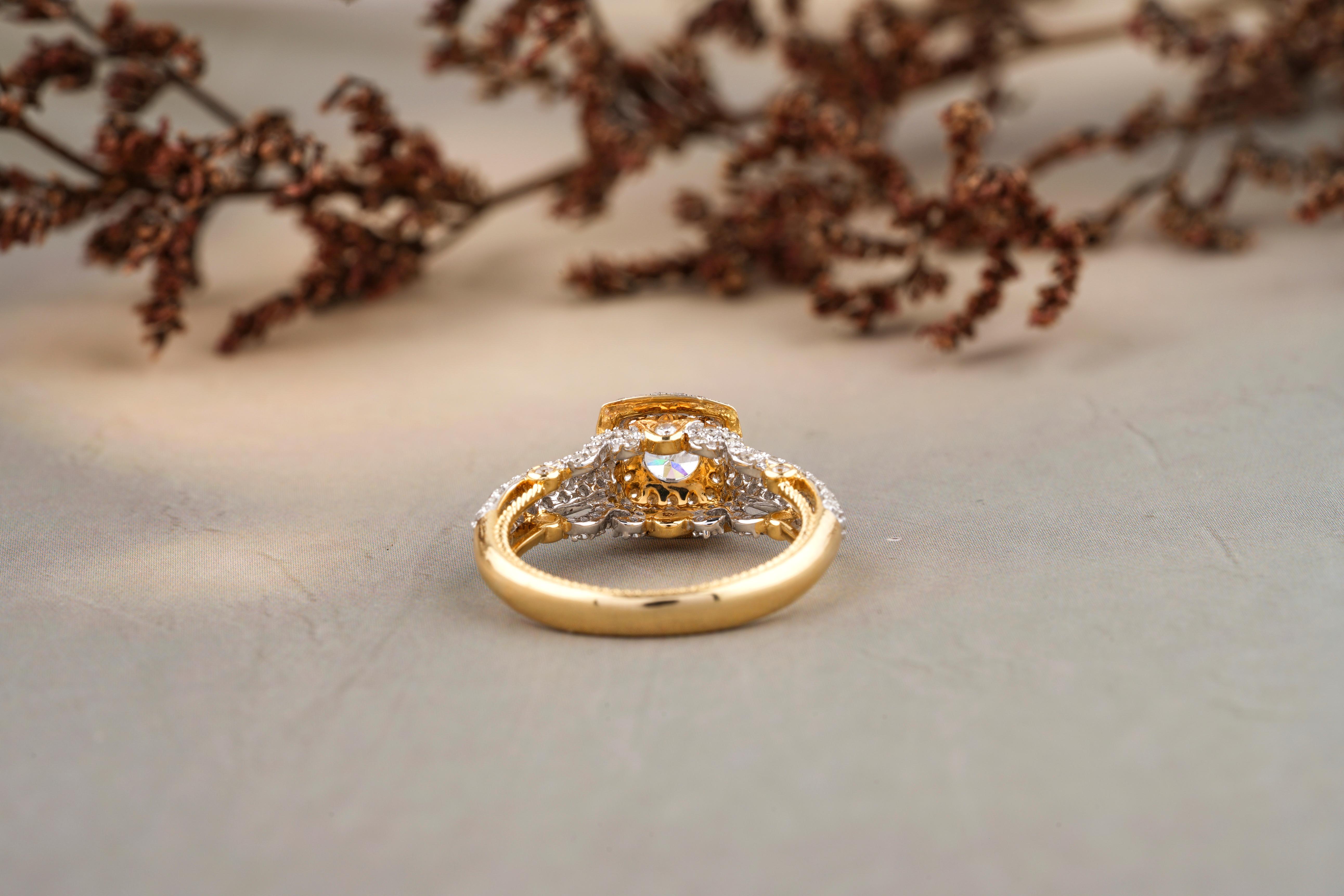 For Sale:  1 Carat Round Solitaire Diamond Ring with Illusion Setting in 18k Solid Gold 4