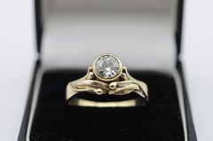 Diamond 1 Ct. Solitaire Brilliant Ring Art Nouveau, 14k Yellow Gold