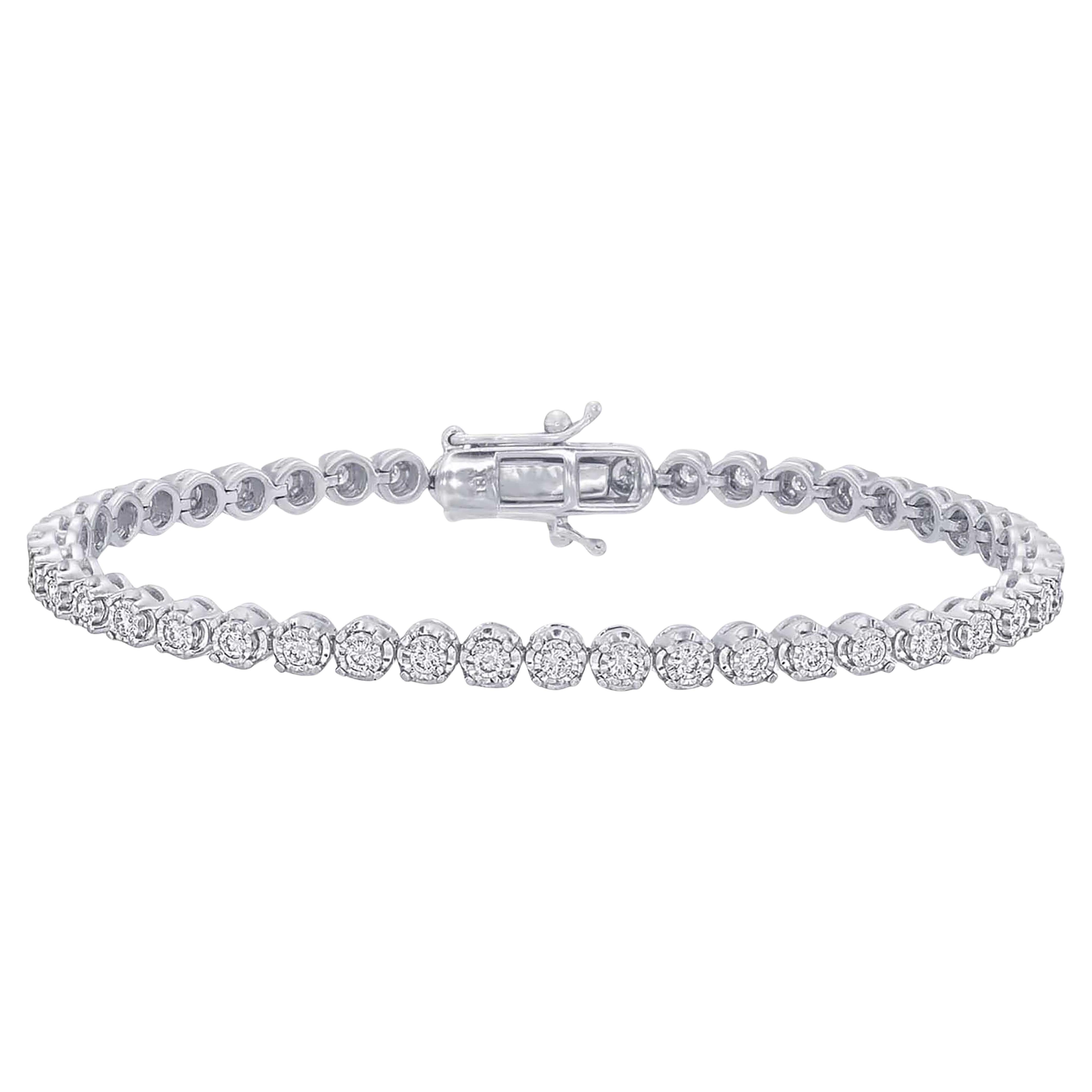 Pulsera blanda de tenis de 1 ct con diamantes alrededor en venta