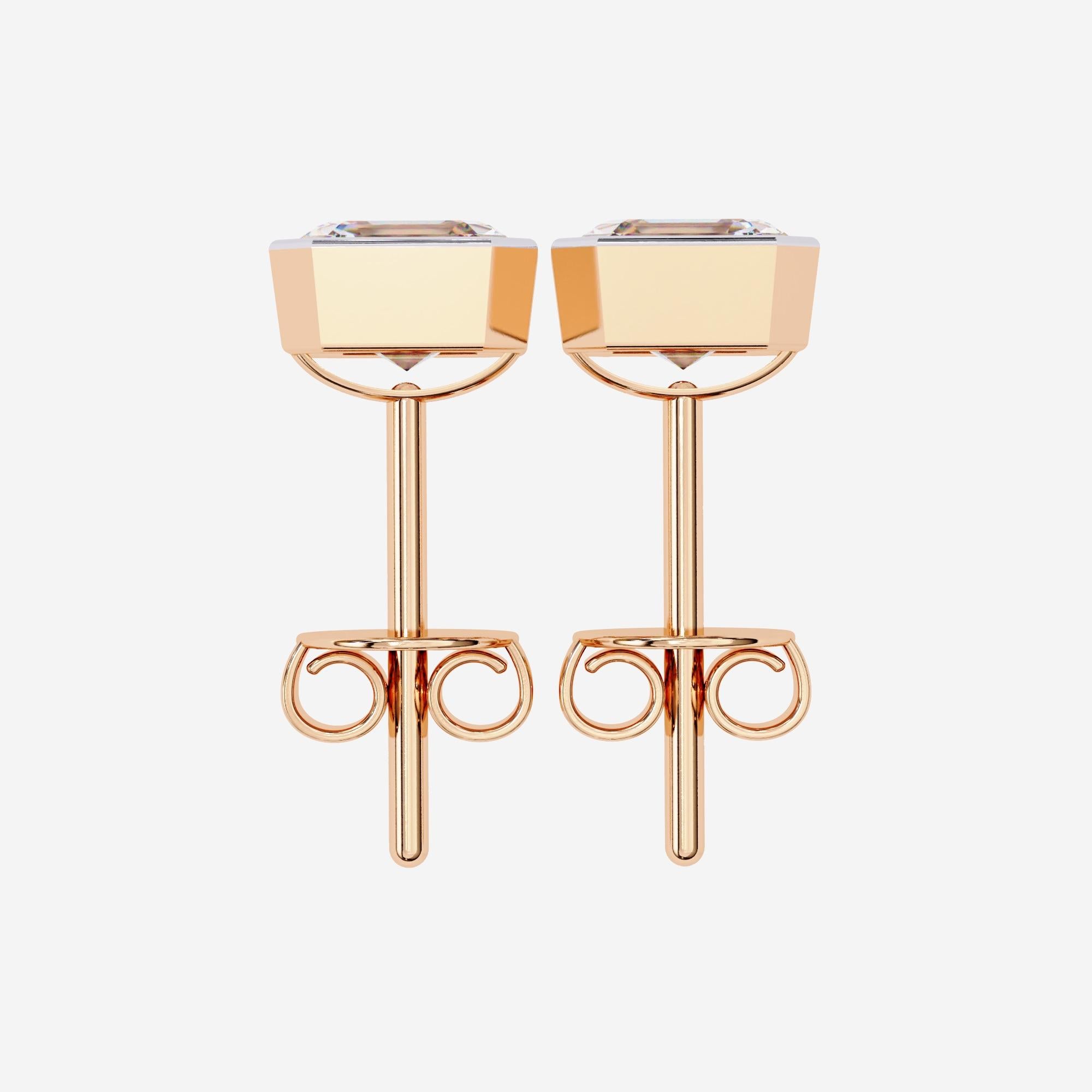 1 Ct Total Pendientes de Diamantes talla Asscher Engaste Bisel 14K Oro macizo SI GH en venta 4