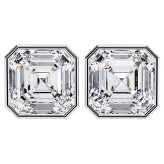 Orecchini con diamanti taglio Asscher da 1 carato totale con castone in oro massiccio 14K SI GH