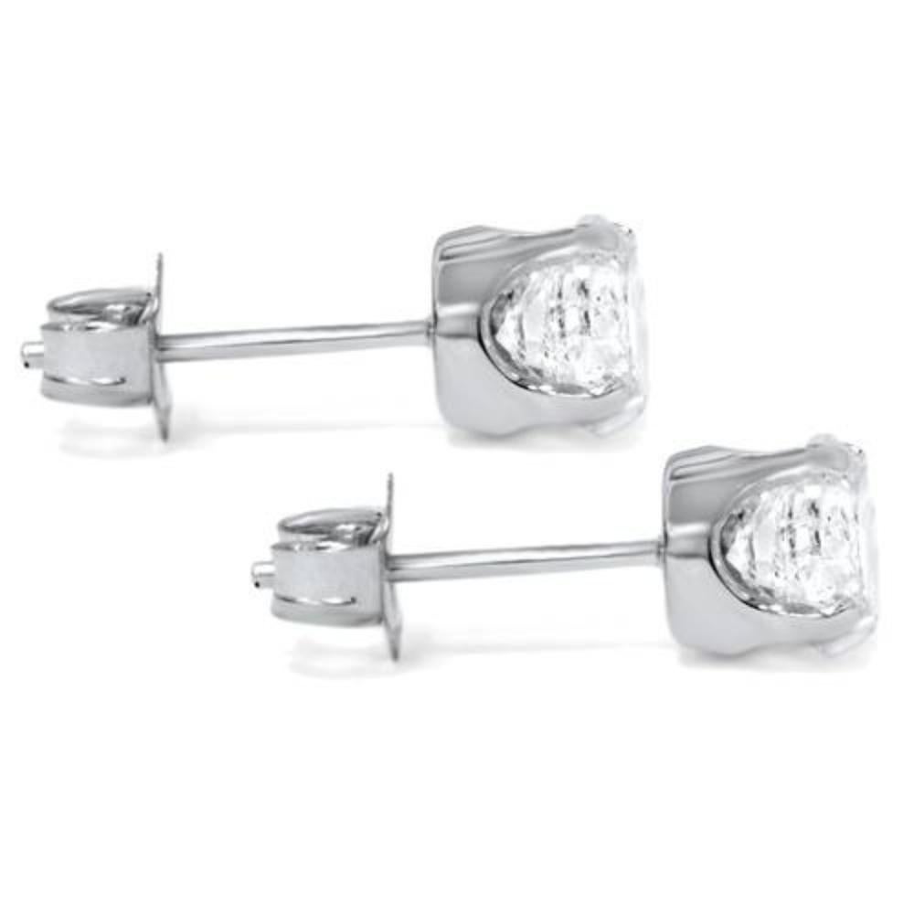 1 Karat TW natürliche runde Ohrstecker im Brillantschliff 14k Weißgold mit Schraubverschluss hinten (Rundschliff)