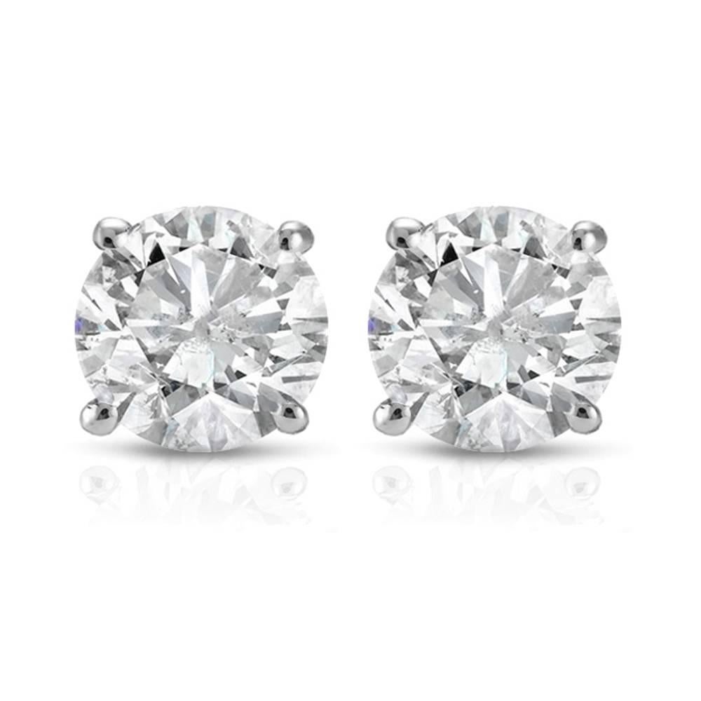 1 Karat TW natürliche runde Ohrstecker im Brillantschliff 14k Weißgold mit Schraubverschluss hinten für Damen oder Herren