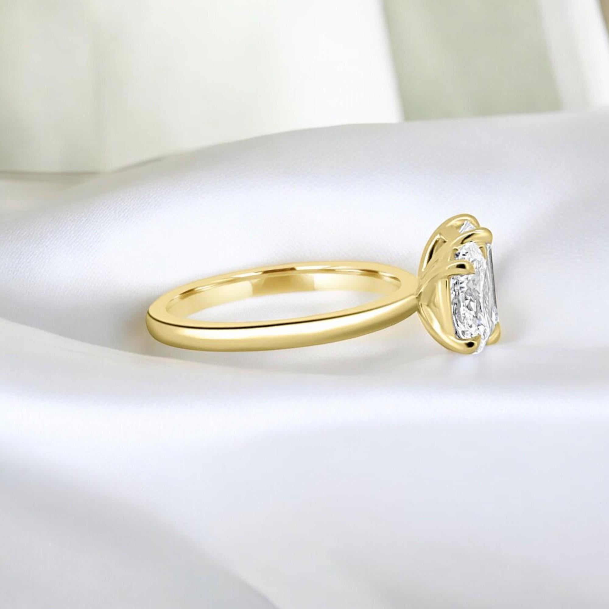 1 Karat F/VS1 Oval Smaragdform GIA zertifizierte Diamanten Toi Et Moi Ring 18K Gold (Zeitgenössisch) im Angebot