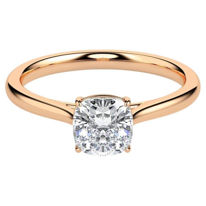 1 cts Moissanite Wedding Ring cushion 925 sterling Silver rose gold plated