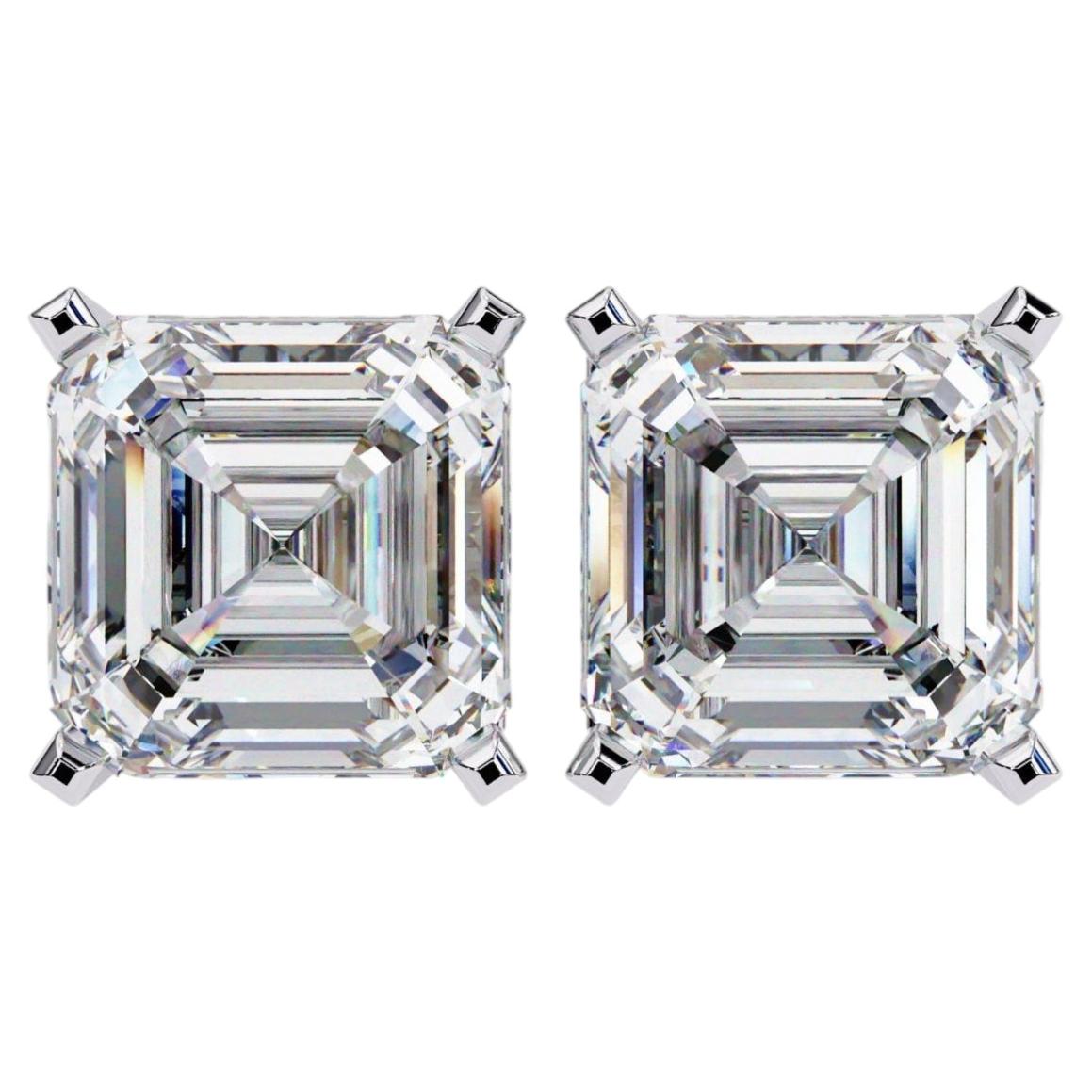 1 CTW Asscher Diamond Stud Earrings in 14K Gold, SI Solitaire Studs For Sale