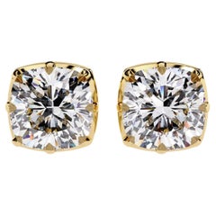 1 Ctw Cushion Cut Square Diamond Stud Earrings in 14K Gold, Solitaire Studs