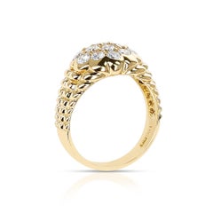 1 Ctw. Diamond Floral Ring with Textured Gold Design, 18K