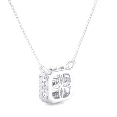 1 ctw Diamond Moonlight Cushion Cluster Necklace in 14K White Gold
