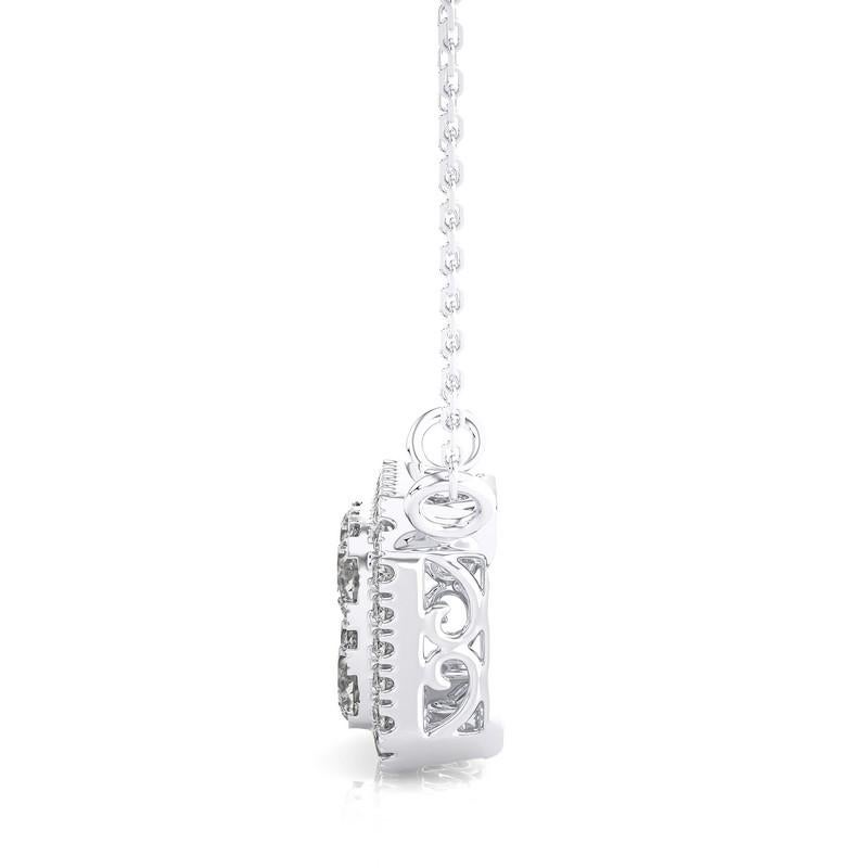 Moderno Collana con cuscino di diamanti Moonlight da 1 ctw in oro bianco 14K in vendita