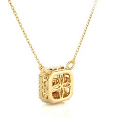 Collier grappe coussin Moonlight en or jaune 14 carats avec diamants 1 carat