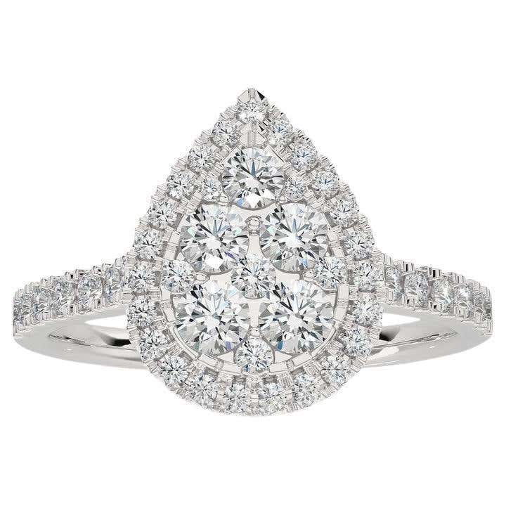 Large Cluster Rings Tjc 2 ctw Diamond Large Cluster Ring, 14k White Gold, Ring Size 6 For Sale ...