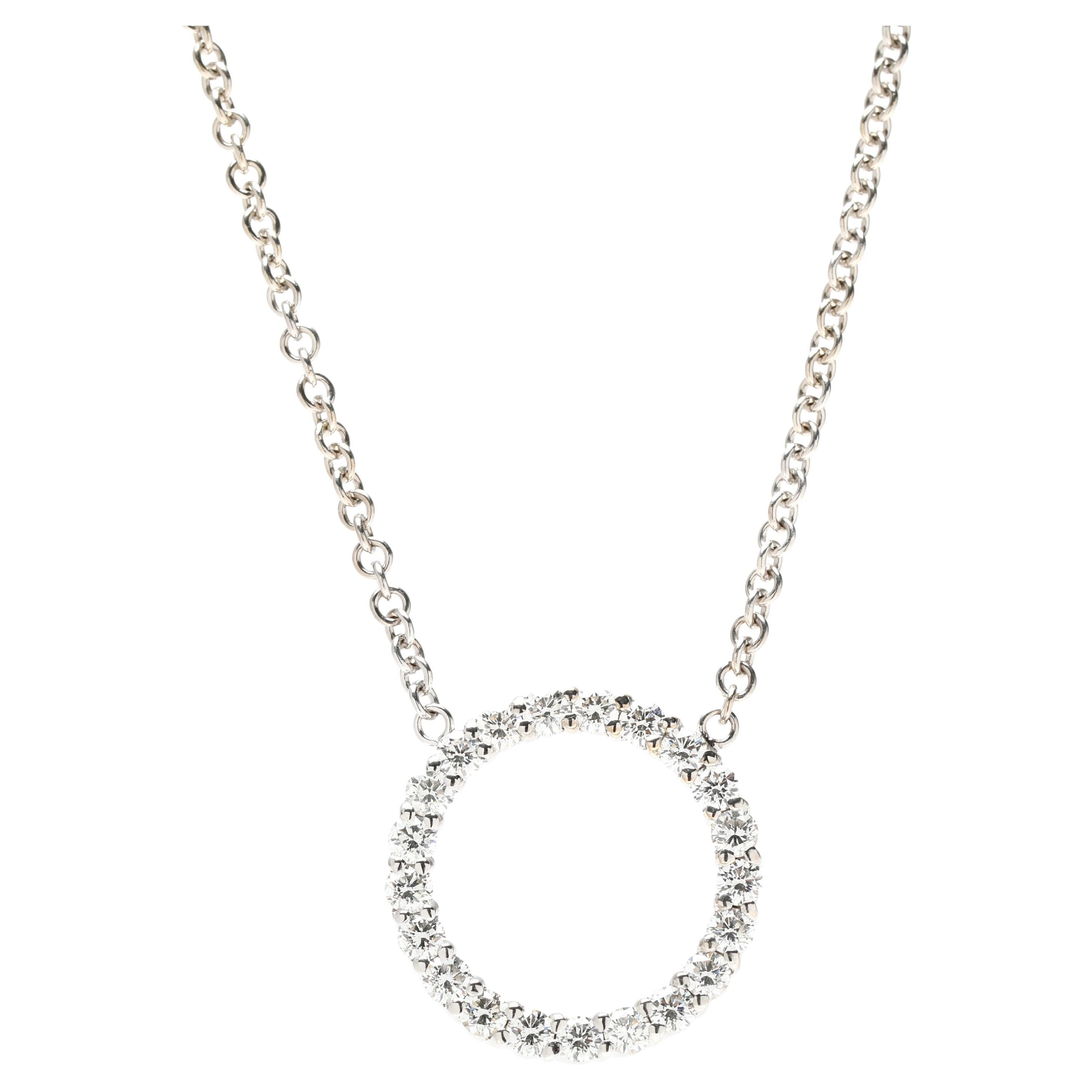 1 ctw Diamant Runde Anhänger Halskette, 18k Weißgold, Länge 18 Zoll