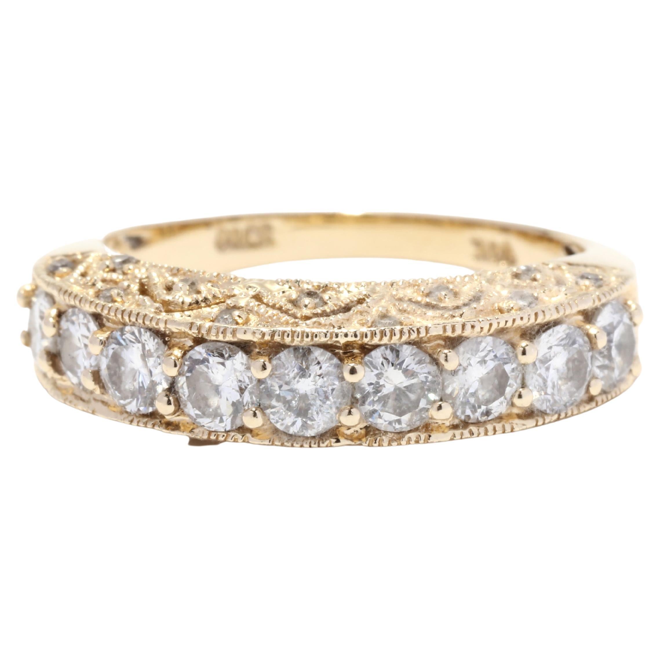 1 Ctw Diamant-Hochzeitsring, 14K Gelbgold, Ring, stapelbarer Diamantring