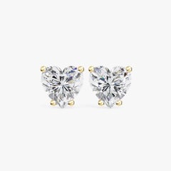 1 paire de boucles d'oreilles CTW en forme de cœur, en or 14 carats, avec des diamants incolores de qualité VS