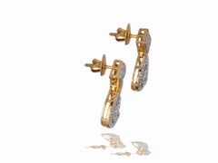 Deco, 1 Carat Ladies Dangle Yellow Gold VS Diamond Earrings