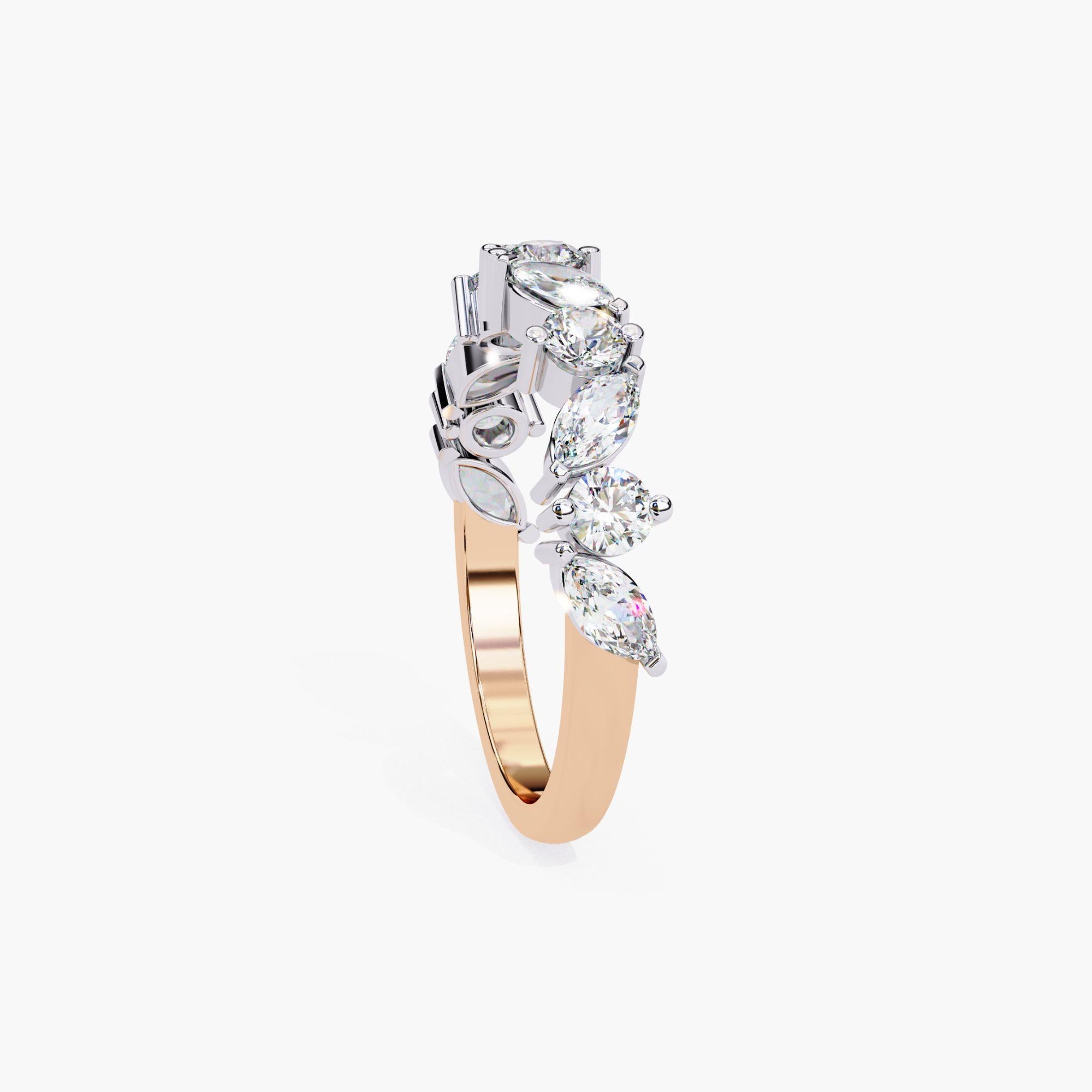 1 Ctw Marquise and Round Diamond Wedding Band, Half Eternity Ring, SI+ GH+ in vendita 5