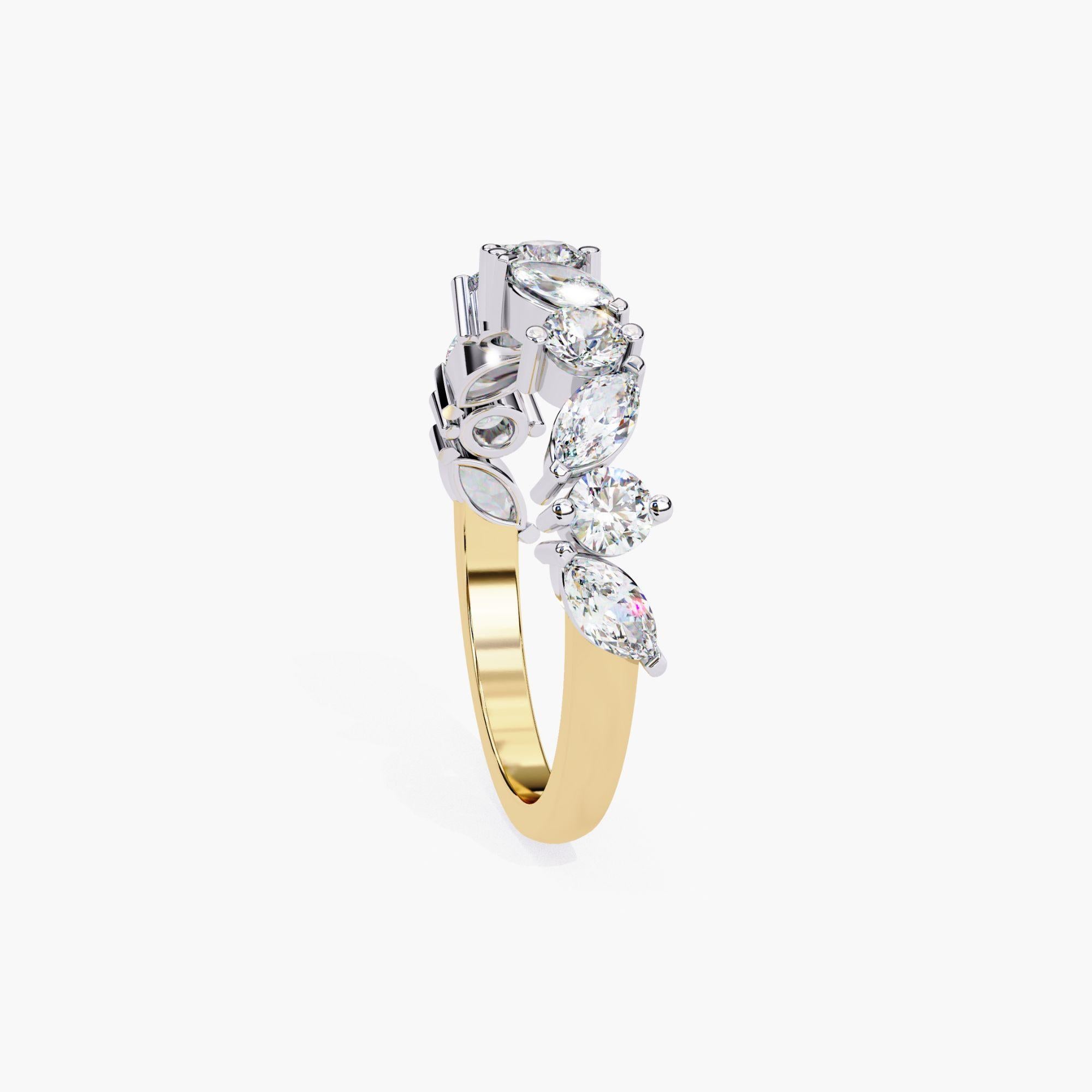 1 Ctw Marquise and Round Diamond Wedding Band, Half Eternity Ring, SI+ GH+ in vendita 1