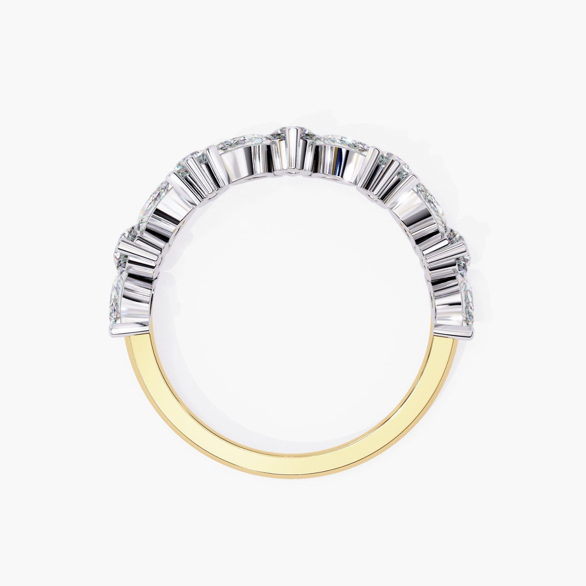 1 Ctw Marquise and Round Diamond Wedding Band, Half Eternity Ring, SI+ GH+ in vendita 2
