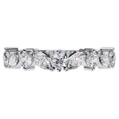 1 Ctw Marquise and Round Diamond Wedding Band, Half Eternity Ring, SI+ GH+