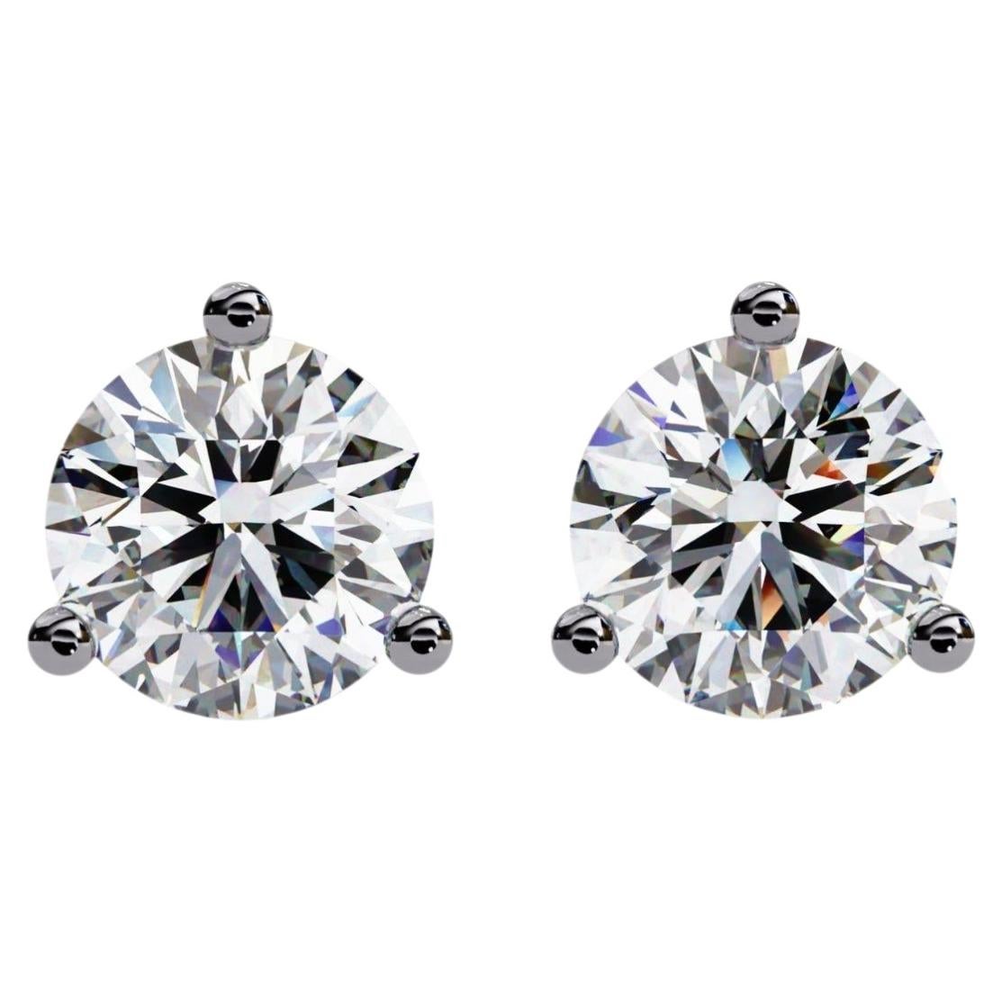 1 CTW Natural Diamond Stud Earrings in 14K Gold, SI Martini Set Diamond Earrings