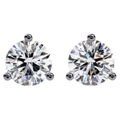 1 CTW Natural Diamond Stud Earrings in 14K Gold, SI Martini Set Diamond Earrings