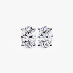 1 CTW Oval Diamond Stud Earrings in 14K Gold, SI Natural Diamond Earrings