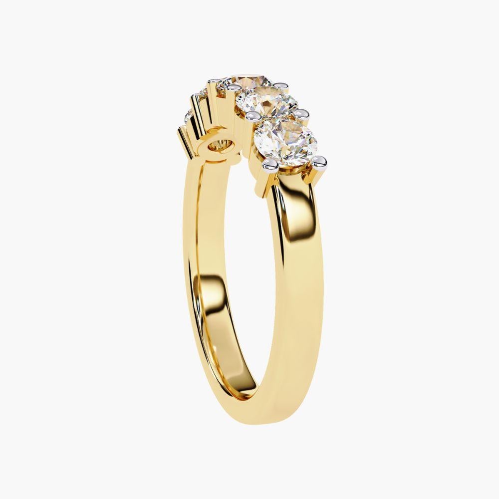 1 Ctw Round Cut Diamond Ring Half Eternity Band  14K Gold For Sale 5