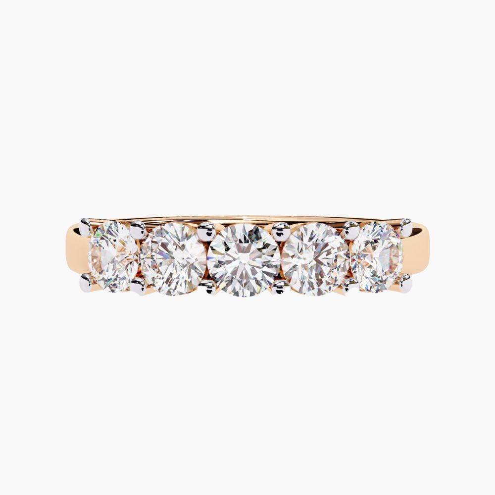 1 Ctw Round Cut Diamond Ring Half Eternity Band  14K Gold For Sale 6