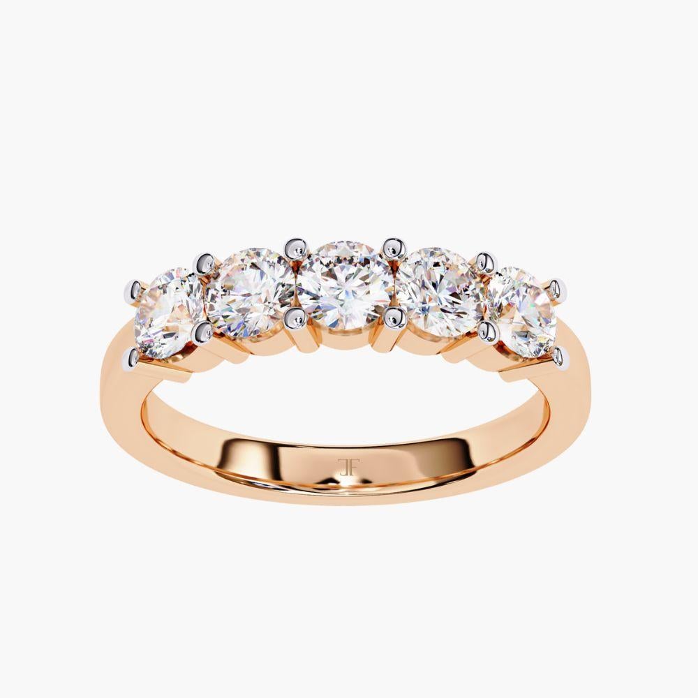 1 Ctw Round Cut Diamond Ring Half Eternity Band  14K Gold For Sale 7