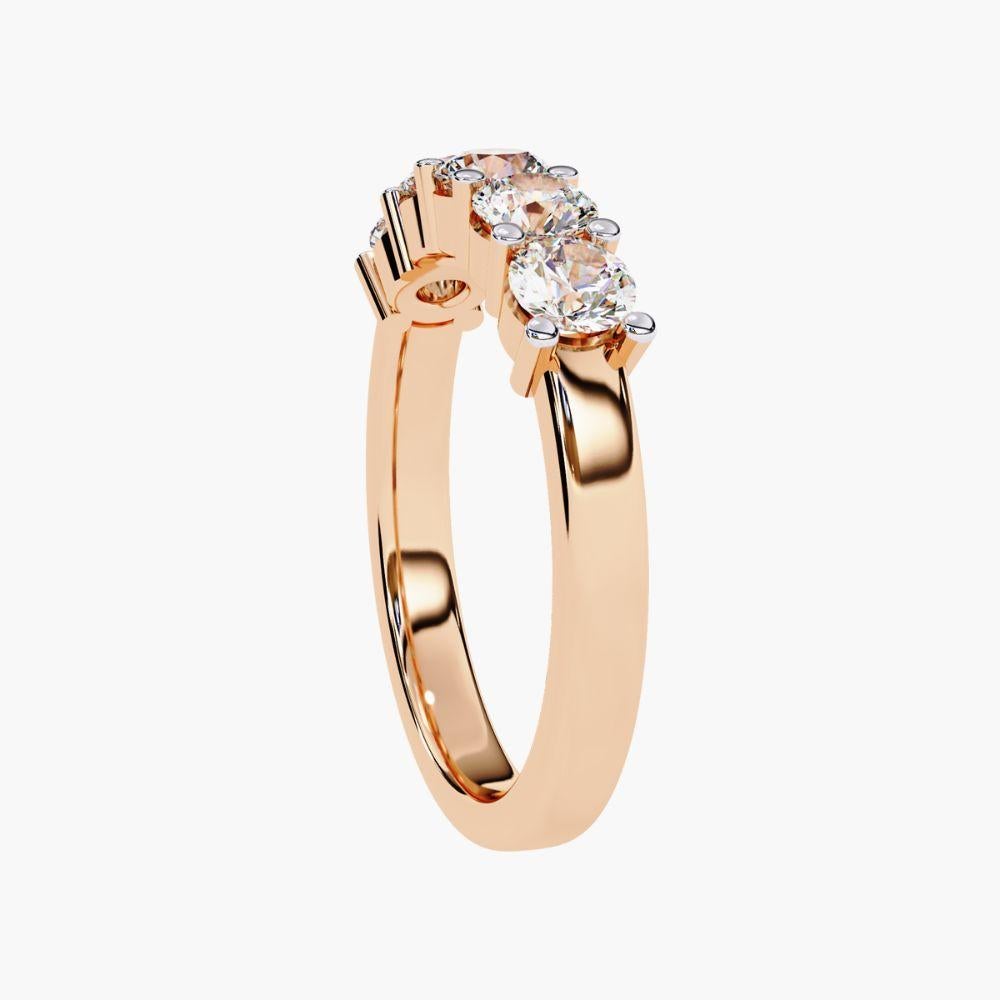 1 Ctw Round Cut Diamond Ring Half Eternity Band  14K Gold For Sale 9