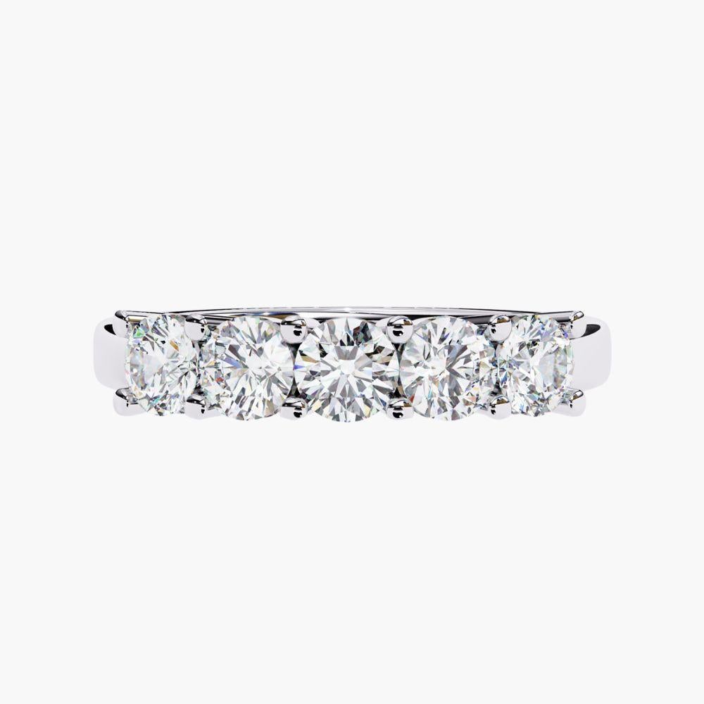 Product Details
Metal Type: 14k Gold
Diamond Type: Natural Diamond
Carat Total Weight (ctw): 1 ctw (Ring Size US 6.5)
Total Number of Stones: 5 pcs 
Diamond Cut: Round Cut Brilliant
Size of Stones: 20pts
Band Height: 3.8mm
Diamond Color: Near