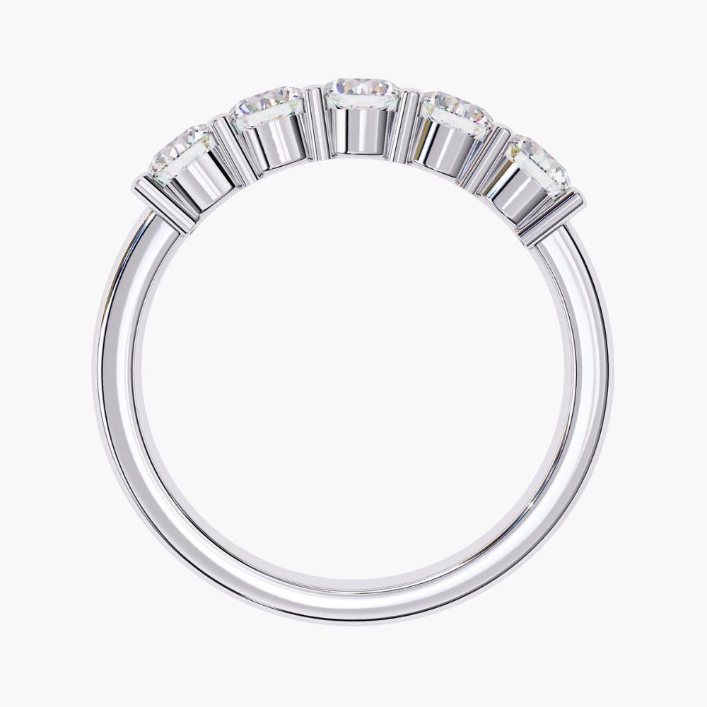 1 Ctw Round Cut Diamond Ring Half Eternity Band  14K Gold In New Condition For Sale In New York, NY