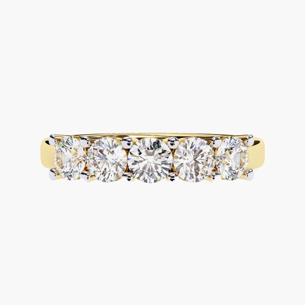 1 Ctw Round Cut Diamond Ring Half Eternity Band  14K Gold For Sale 2