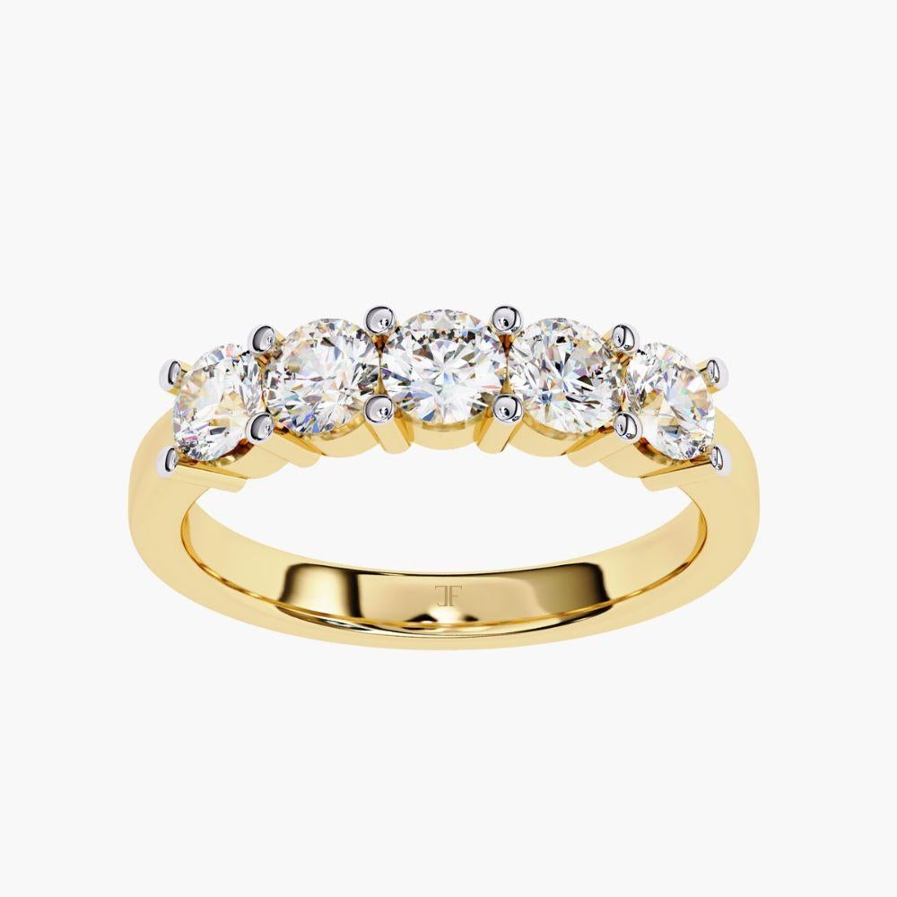 1 Ctw Round Cut Diamond Ring Half Eternity Band  14K Gold For Sale 3