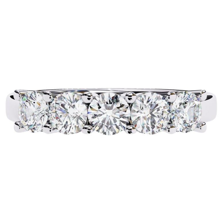 1 Ctw Round Cut Diamond Ring Half Eternity Band  14K Gold For Sale