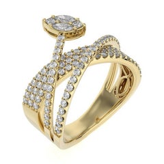 1 CTW Round Diamond or jaune 18K Classic Collections - Fashion Finger Ring