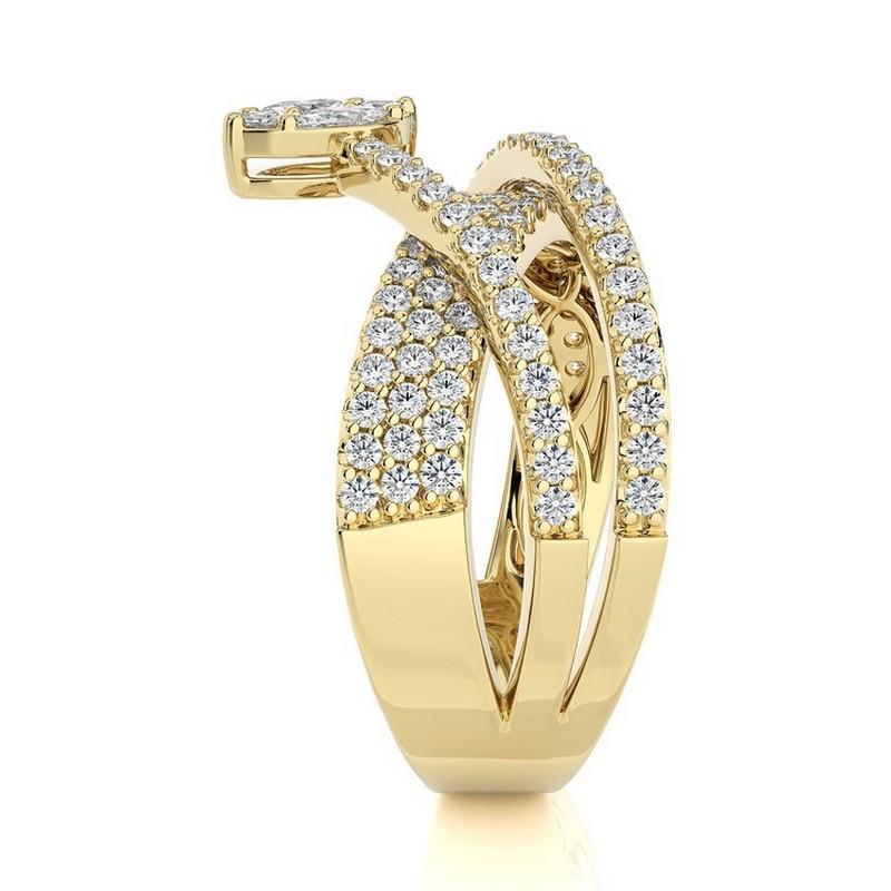 Round Cut 1 CTW Round Diamond 18K Yellow Gold Classic Collection Fashion Finger Ring For Sale