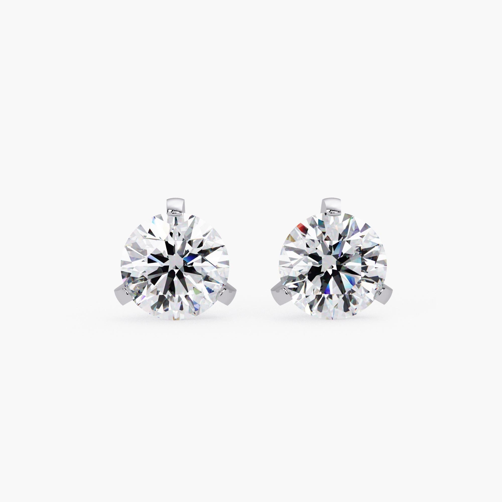 da uomo o donna Orecchini con diamante rotondo da 1 carato in oro 14K Push Back Comfort Secure Fit in vendita