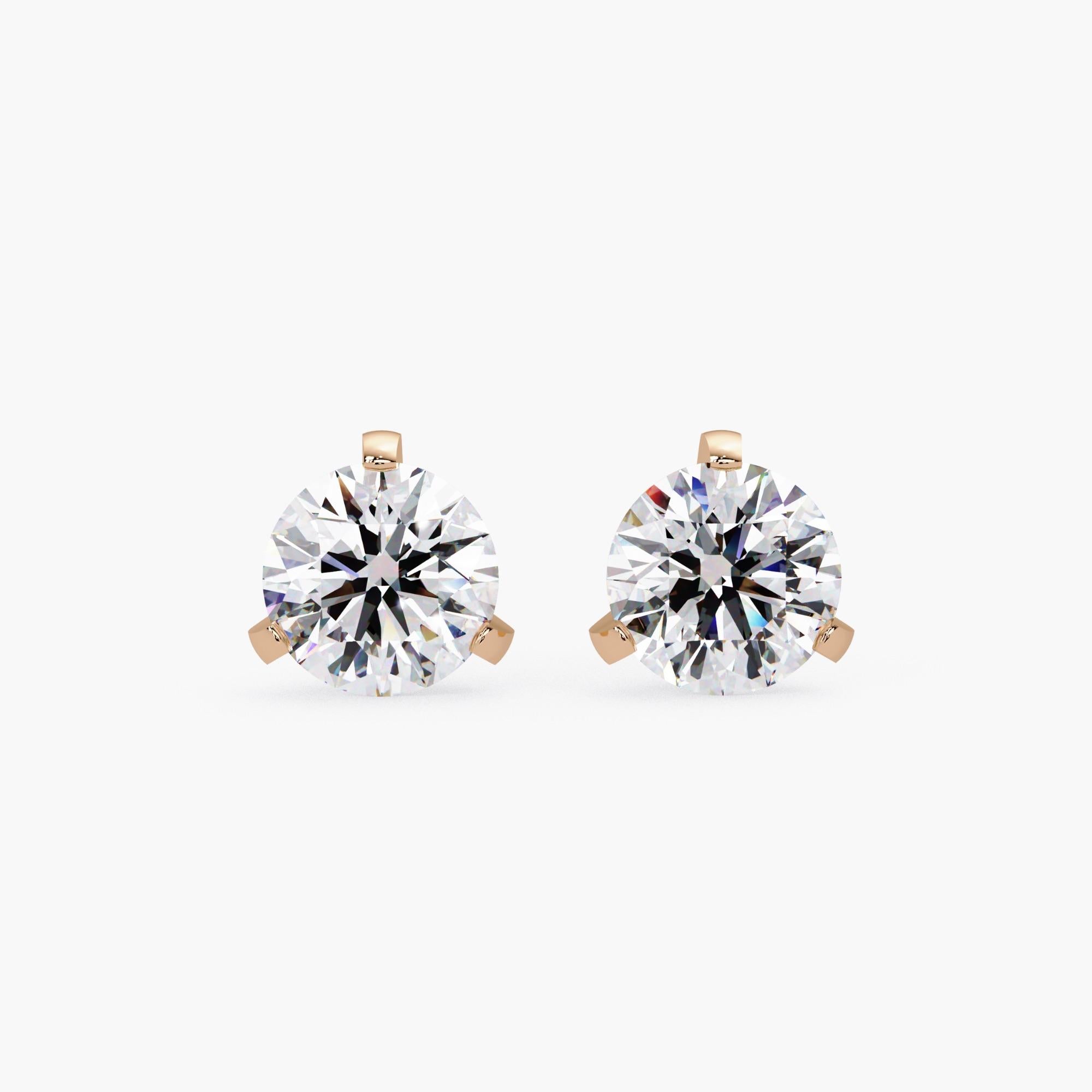 Orecchini con diamante rotondo da 1 carato in oro 14K Push Back Comfort Secure Fit in vendita 1