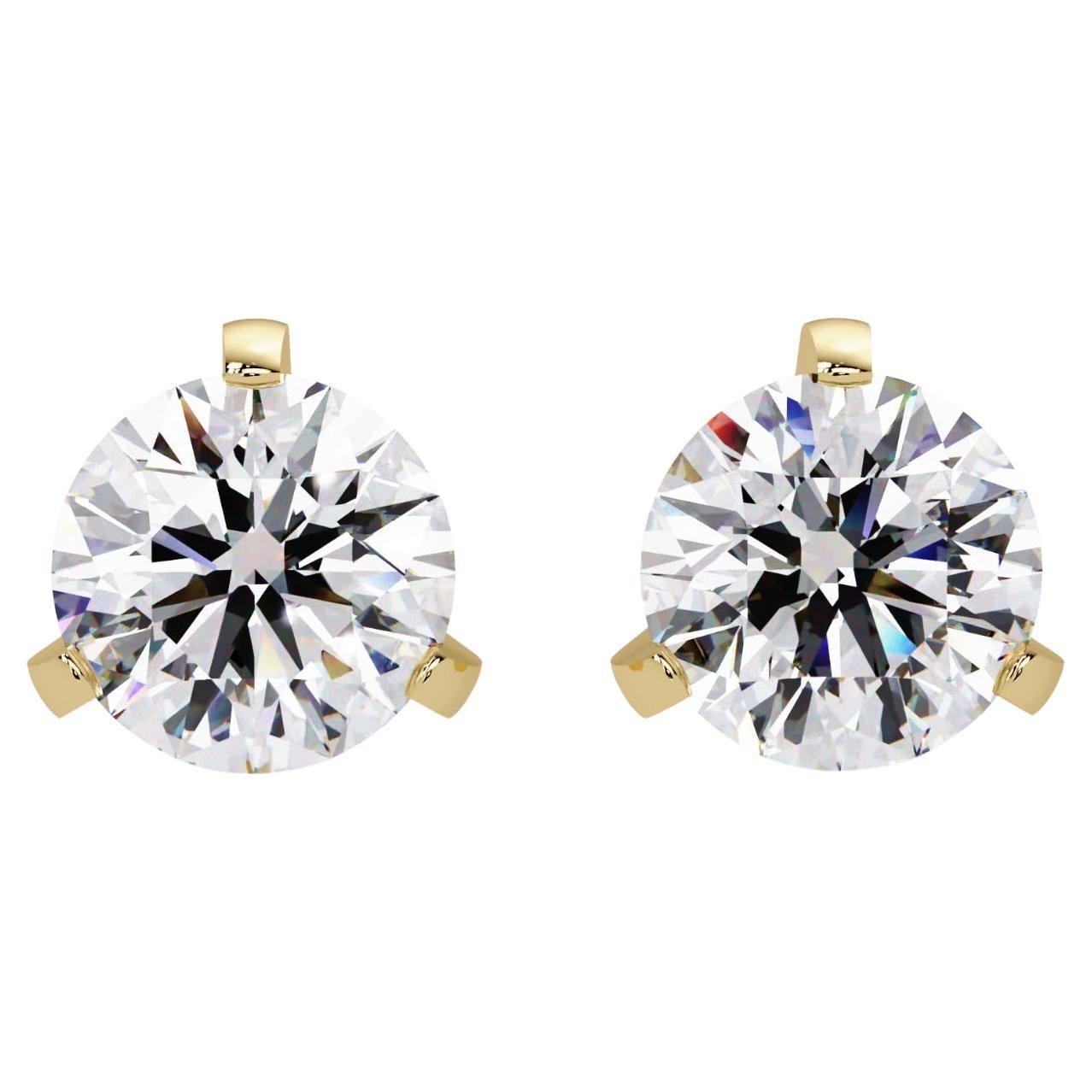 1 Ctw Round Diamond Stud Earrings 14K Gold Push Back Comfort Secure Fit