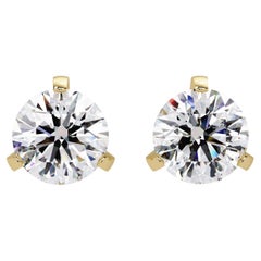 1 Ctw Round Diamond Stud Earrings 14K Gold Push Back Comfort Secure Fit