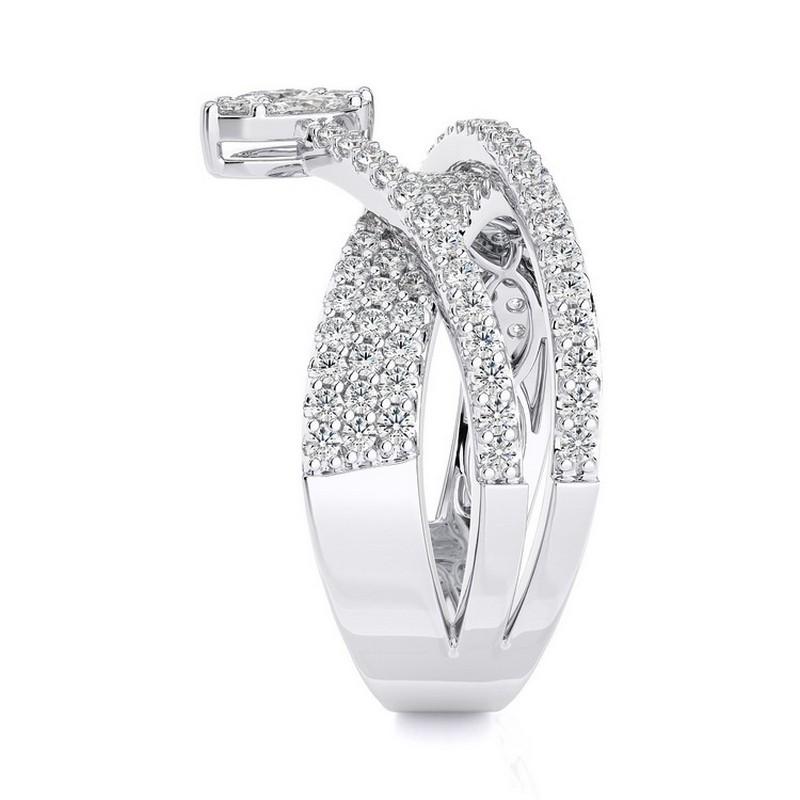 Round Cut 1 CTW Round Diamonds 14K White Gold Classic Collection Fancy Fashion Finger Ring For Sale