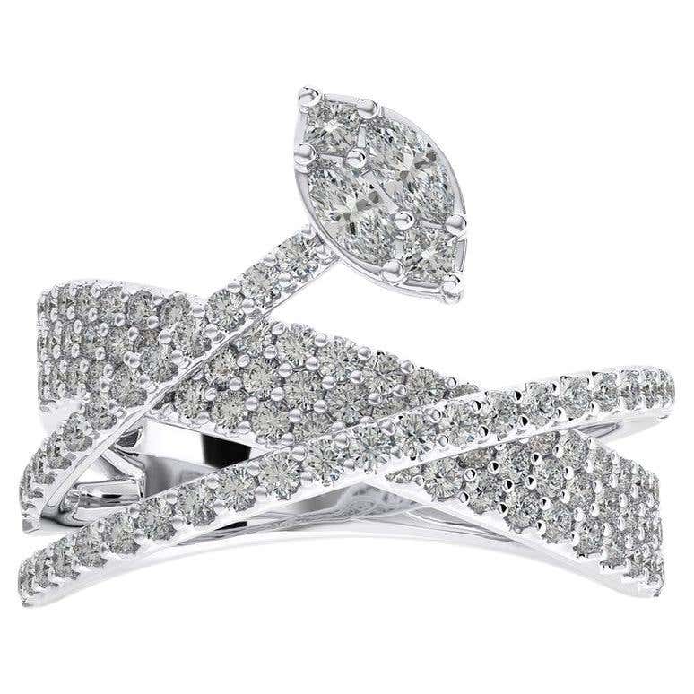 1 CTW Round Diamonds 14K White Gold Classic Collection Fancy Fashion ...