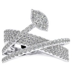 1 CTW Runde Diamanten 14K Weißgold Classic Collection Fancy Fashion Fingerring
