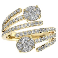 1 CTW Round Diamonds 14K Yellow Gold Classic Collection Bypass Finger Ring